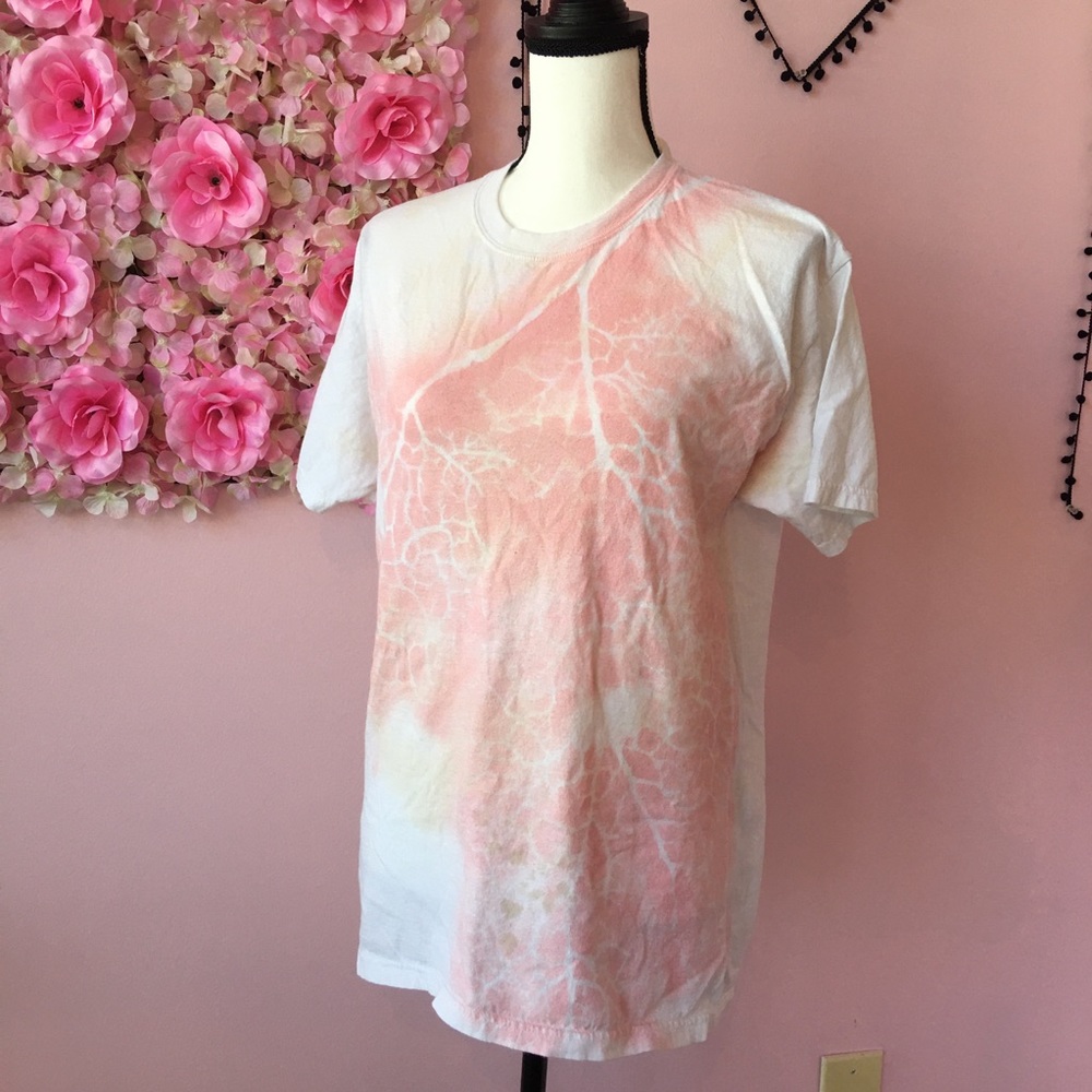 Tie dye watercolor pink white t shirt